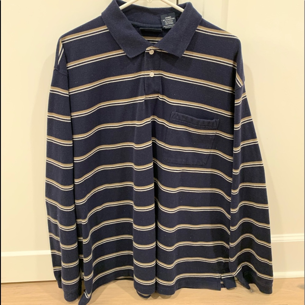 Men’s striped long sleeve polo shirt